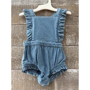 Cat & Jack Baby Denim-Look Ruffle Romper – Light Wash (3–6M)‎